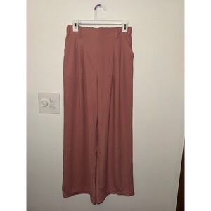 Halara Flex High Waisted Pocket Wide Leg Waffle Work Pants Pink Size M NWT